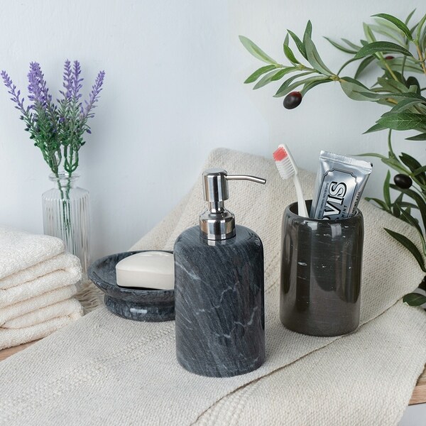 Creative Home Spa Collection Black Marble Liquid Soap Dispenser, Lotion Dispenser