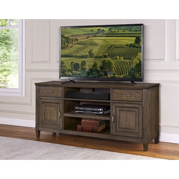 Origins by Alpine Newport Wood TV Console in Planked Oak