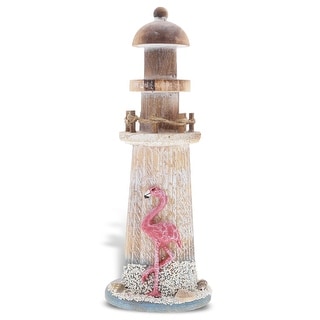 CoTa Global Flamingo Beach Lighthouse Decor with Sea Shells - 8.5 Inch