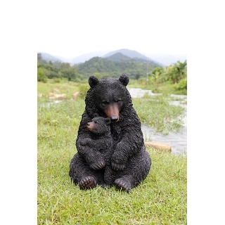 Large Black Bear Mother & Child Embracing
