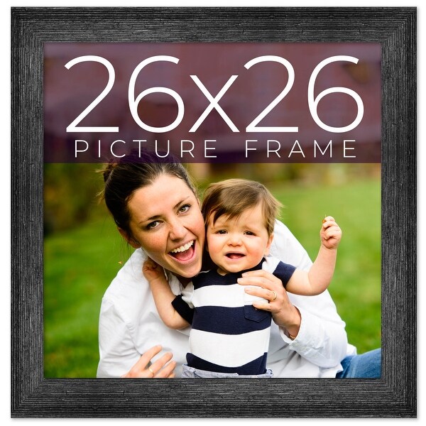 26x26 Black Picture Frame - Wood Picture Frame Complete with UV
