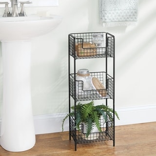 mDesign Vertical Standing Bathroom Shelving Unit Tower with 3 Baskets - 7 X 10