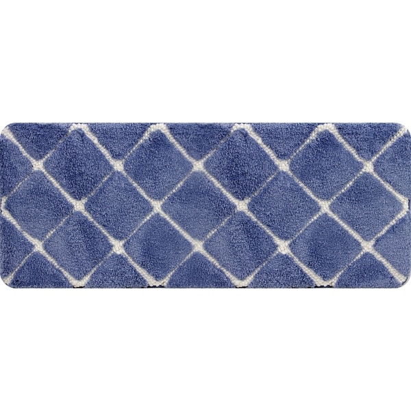 Trellis Foam Bath Mat Mid Blue