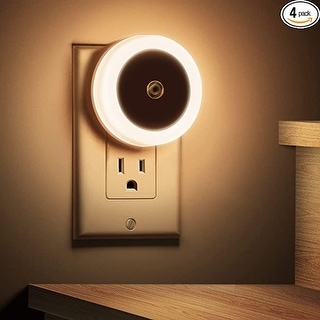 YANSUN 0.6-Watt Black 3000K Warm White Plug-In Light Sensing Integrated LED Night Light for Baby, Stair, Hallway(4-Pack) - 0.6 W