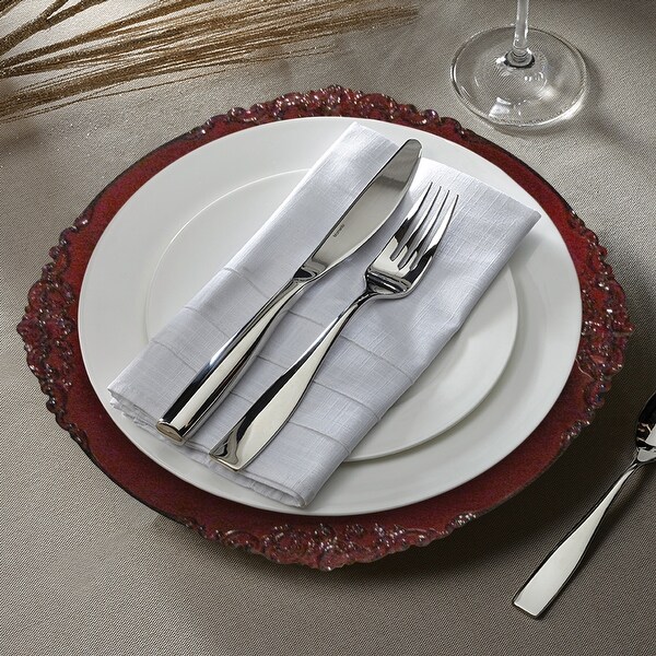 Royal Red Embossed Round Charger Plate 13" Set of 12 - 13" Dia x 0.5" H