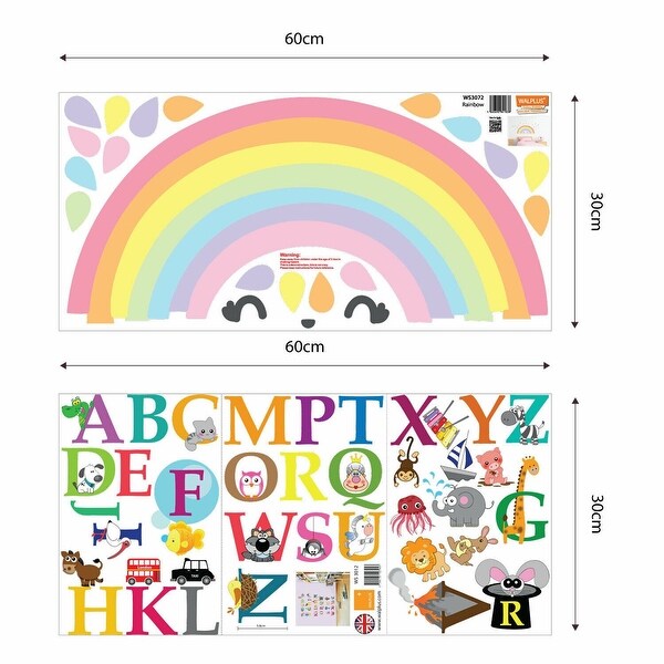 Walplus Colorful Rainbow Alphabet Kids Wall Stickers Nursery Décor Decal