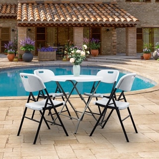 Karlhome Outdoor/Indoor HDPE Stackable Folding Chair (4-Pack)