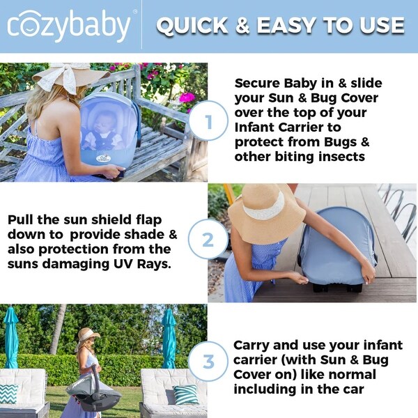 CozyBaby Sun & Bug Cover w/ Lightweight Summer Cozy Cover for Baby Carrier, Gray - 0.5