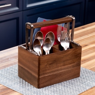 Natural Acacia Wood Cutlery Caddy