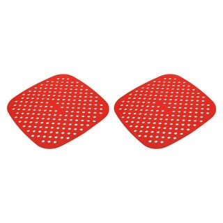 Reusable Silicone Air Fryer Liners 7.5x7.5 Inch Red, Pack of 2 - Red