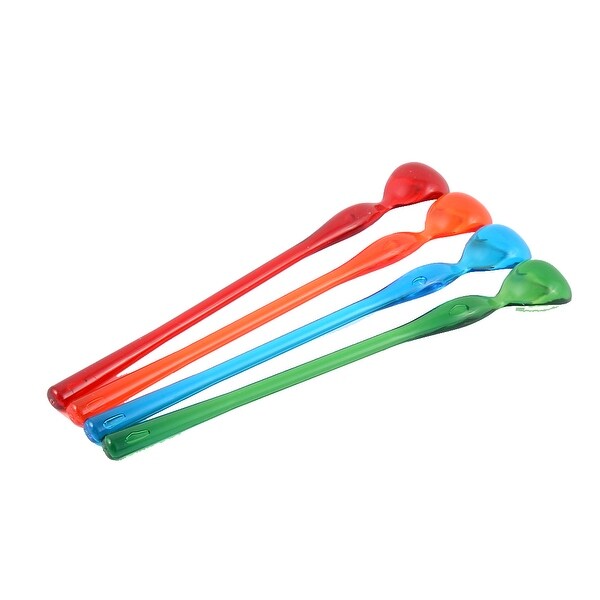 Acrylic Resin Spoon Kitchen Salt Coffee Sugar Seasoning Spoons 4pcs - Blue,Green,Orange,Red - 6.3"Len