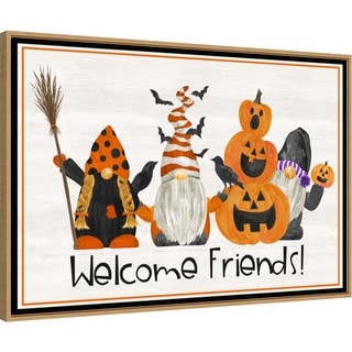 Gnomes of Halloween landscape II-Welcome Friends by Tara Reed Canvas Art Framed - Sylvie Maple