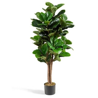 Gymax 4Ft Fiddle Leaf Fig Tree Artificial Greenery Plant Home Office - See Details