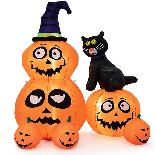 Costway 6 FT Inflatable Pumpkin Combo with Wizard’s Hat & Cat with - See Details