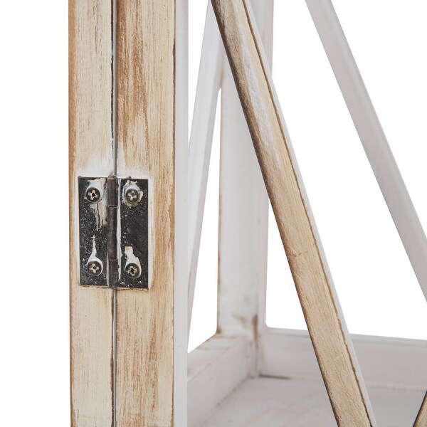 Glitzhome 2-piece Vintage Farmhouse Style Wood/ Metal Lantern Set