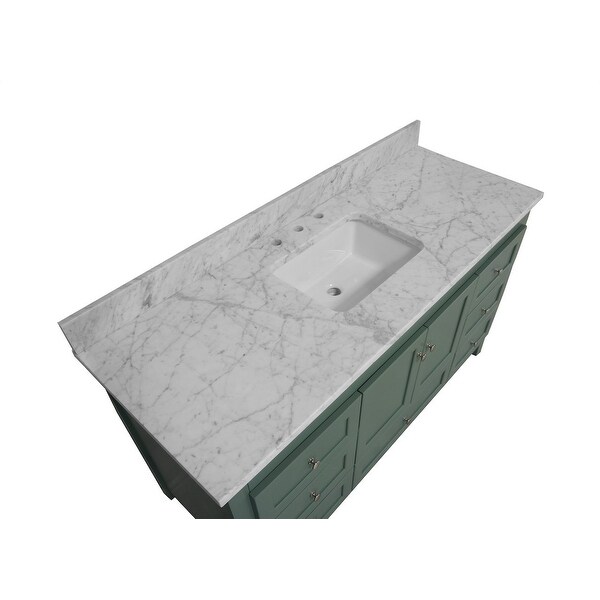 KitchenBathCollection Abbey 60" Single Bathroom Vanity with Carrara Marble Top
