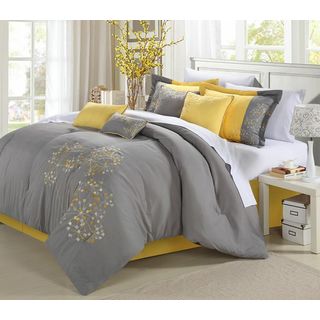 Porch & Den Phinney Floral Yellow 8-piece Comforter Set
