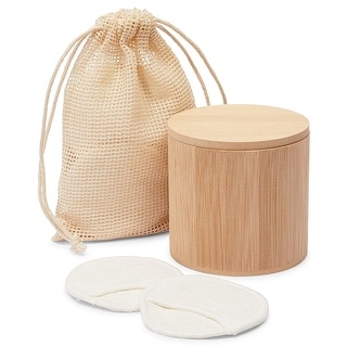 16 Pack Reusable Cotton Rounds, White Makeup Remover Face Pads, Make Up Removal Cloths with Storage Holder Bag