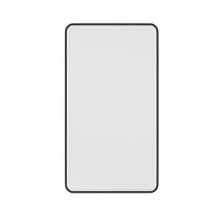 Glass Warehouse 40 in. H x 22 in. W Radius Corner Stainless Steel Framed Mirror