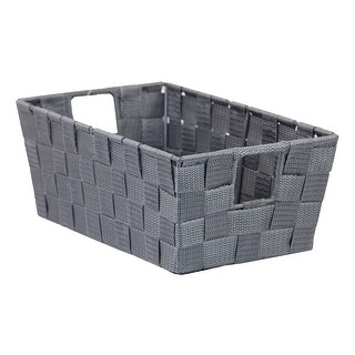 Home Basics Polyester Woven Strap Storage Basket, Small, 11.5x6.5x4.5 Inches - 11.5x6.5x4.5 Inches