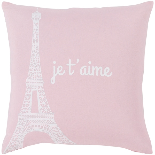 Ariella Blush "Je t'aime" Poly Fill Throw Pillow (18" x 18")
