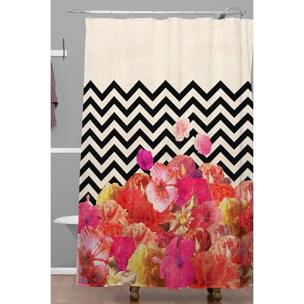Deny Designs Bianca Green Chevron Flora 2 Shower Curtain