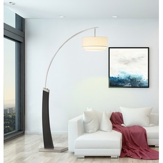 Katerina 81" LED Arched Floor Lamp with Square Steel and Wood Base - 80