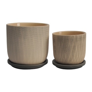 Set of 2 5, 6" Mesh Planter with Saucer, Gray 5.75"H - 6.0" x 6.0" x 5.75"