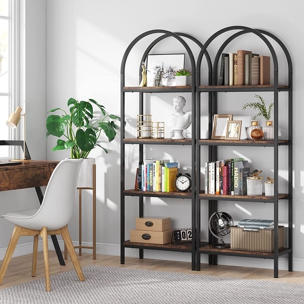 4-Tier Open Bookshelf, 70.8" Industrial Wood Bookcase Etagere for Home