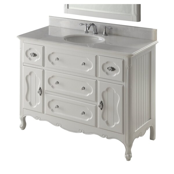 48" Benton Collection Knoxville Shabby Chic White Bathroom Vanity