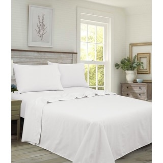 Brushed Percale 100 Percent Cotton White Sheet Set