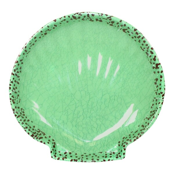 Seashell Shaped 5.5 Inch Melamine Tidbit Snack Green Dishes Set of 4