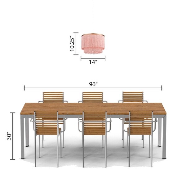 Esmee River of Goods Metal Hanging Pendant Light With Fringe Shade - 14" x 14" x 13.5/61.5"