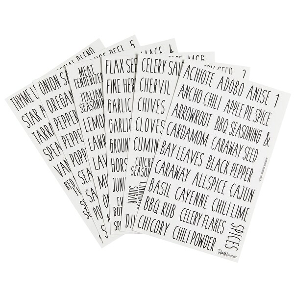 145 Preprinted Black on Clear Spice Jar Labels Seasoning Rack Organzier Sticker
