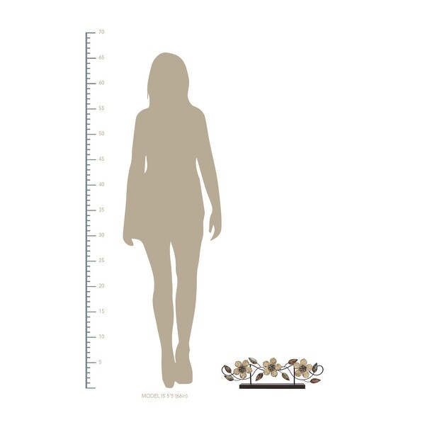 20" Beige and Brown Stamp Wood Flowers Table Sculpture