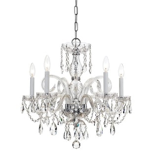 Traditional Crystal 5 Light Crystal Chrome Chandelier - 22'' W x 21'' H