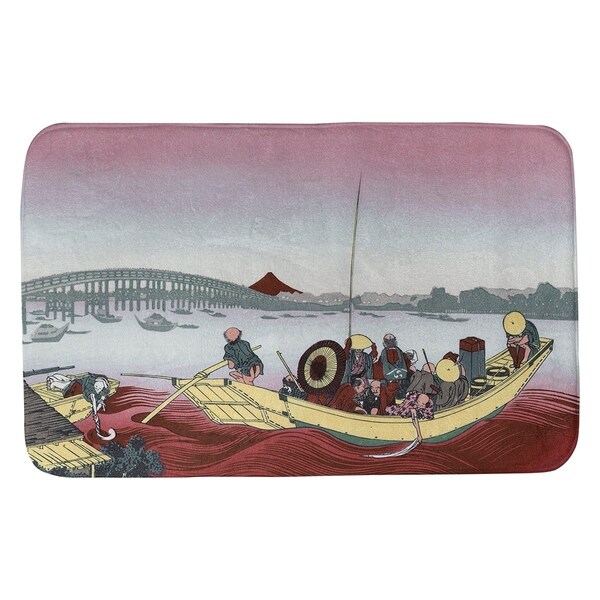 Hokusai Sunset Across the Ryogoku Bridge Bath Mat
