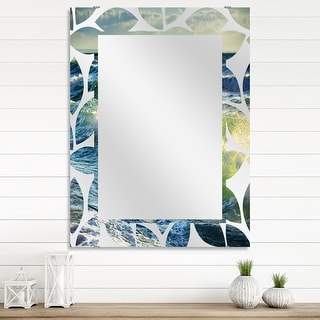 Designart 'Sunrise and Shining Waves in Ocean' Sea & Shore Printed Wall Mirror