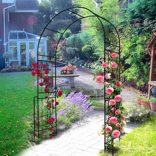 55'' x 94.5'' Black Metal Garden Arch Climbing Plants Support