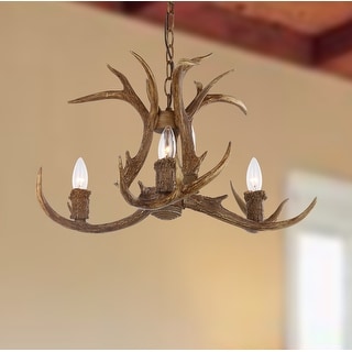 SAFAVIEH Lighting Makani Adjustable 3-light Brown Antler Chandelier - 21.5" x 21.5" x 18-90"