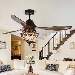 52-inch Industrial 3-Blade Crystal Ceiling Fan with Remote