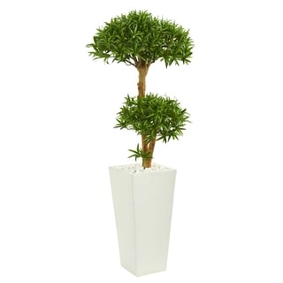 Nearly Natural Bonsai-style Podocarpus 50-inch Artificial Tree in Tower Planter