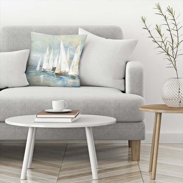 White Sailboats - Decorative Throw Pillow