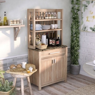 Dika Farmhouse Brown 2-Door Cabinet Baker's Rack by Furniture of America