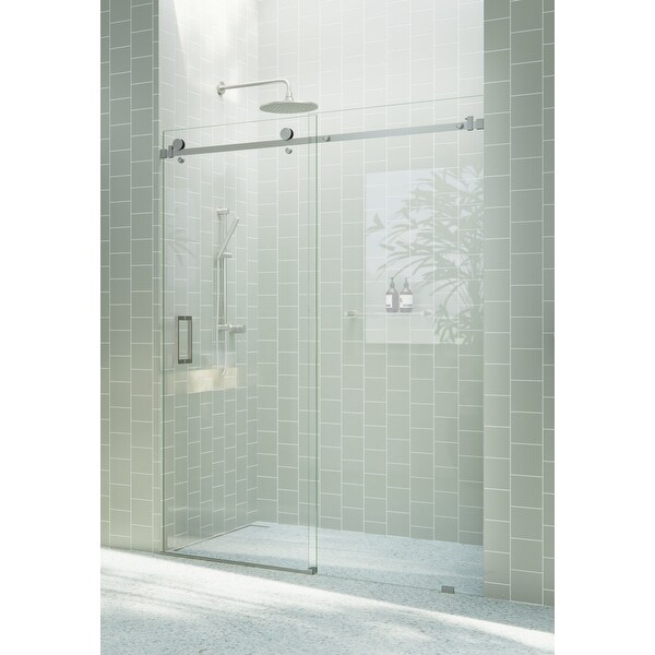 Glass Warehouse 48 in. x 78 in. Sliding Frameless Shower Door with Square Hardware