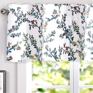 DriftAway Jasmine Watercolor Flower/Floral/Branch Botanical Lined Thermal Insulated Energy Saving Window Curtain Valance