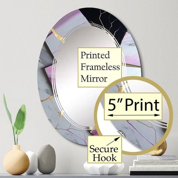 Designart 'Abstract Geode Pink II' Printed Abstract Marble Wall Mirror