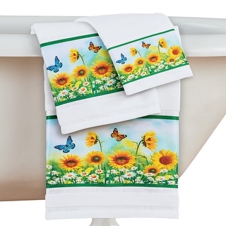 Sunflowers & Butterflies 3-Piece Bathroom Towel Set - 9.250 x 6.000 x 3.000