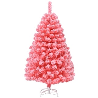 Costway 4.5ft Snow Flocked Hinged Artificial Christmas Tree w/ Metal