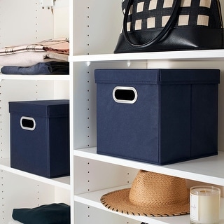 Lidded Navy Storage Cubes (Pack of 2)